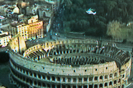 Benedict XVI helicopter over Colisseum