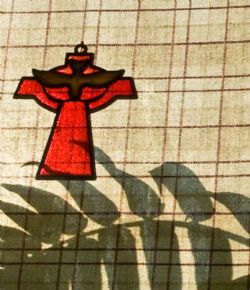 Cross, Holy Spirit Dove, shadow branch