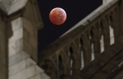 Red Moon over St. Patrick's Cathedral, NY
